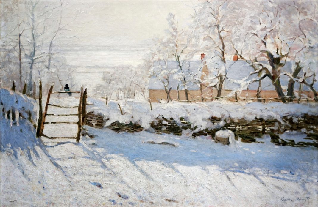Claude Monet's The Magpie (1868-1869) famous painting. Original from Wikimedia Commons. Digitally enhanced by rawpixel // Формаслов
