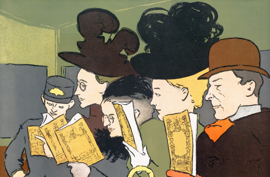 People reading books (1895) print in high resolution by Edward Penfield. Original from The New York Public Library. Digitally enhanced by rawpixel. People reading books (1895) print in high resolution by Edward Penfield. Original from The New York Public Library. Digitally enhanced by rawpixel.